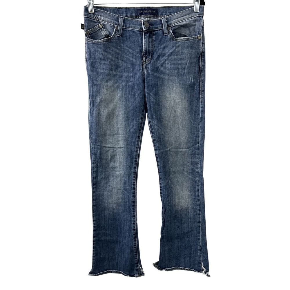 Rock & Republic Kasandra Bootcut Blue Jeans 10 Distressed Y2K‎ Boho Grunge